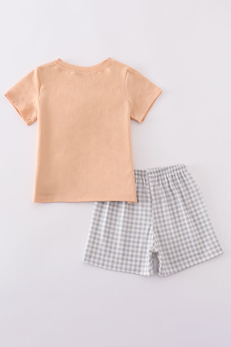 Orange floral bunny applique set