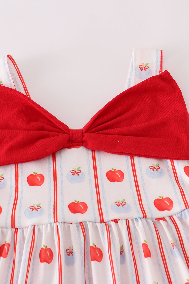 Red apple bow bloomer set