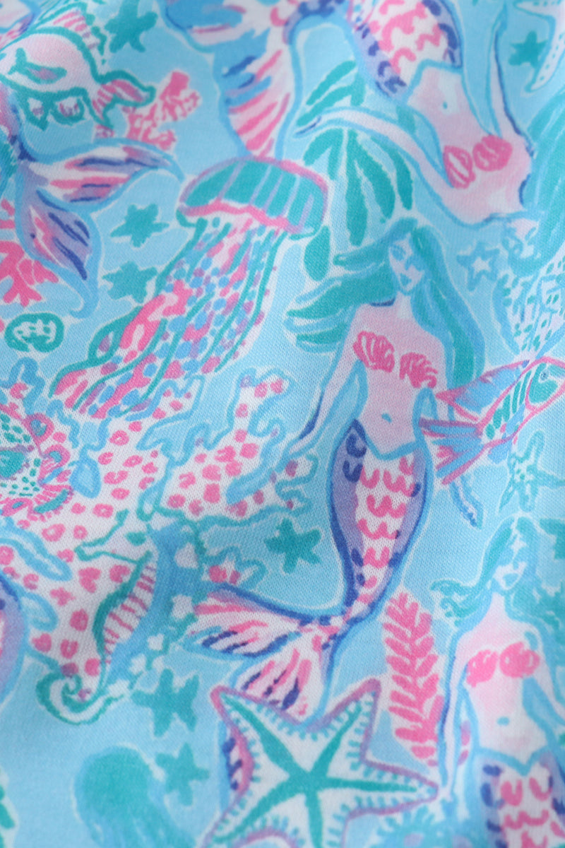 Mermaid lagoon embroidery shorts set