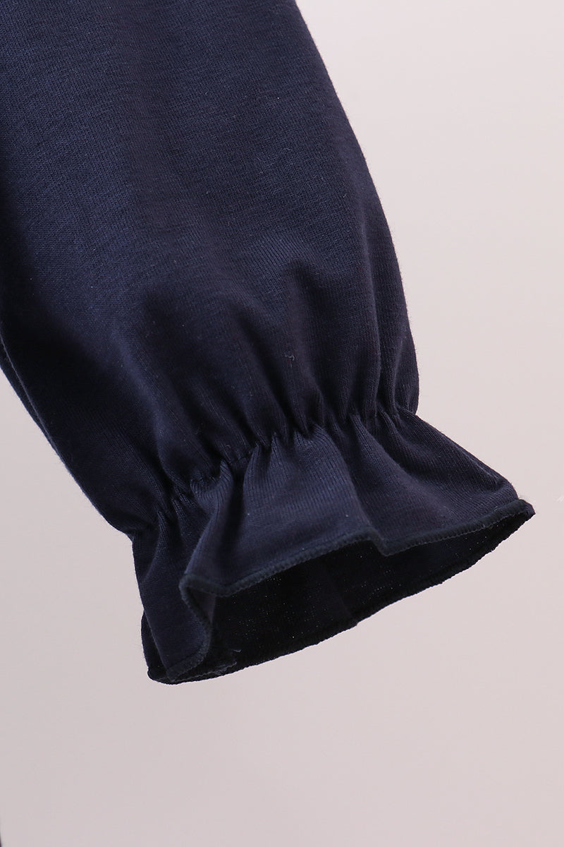 Navy nativity embroidery ruffle dress