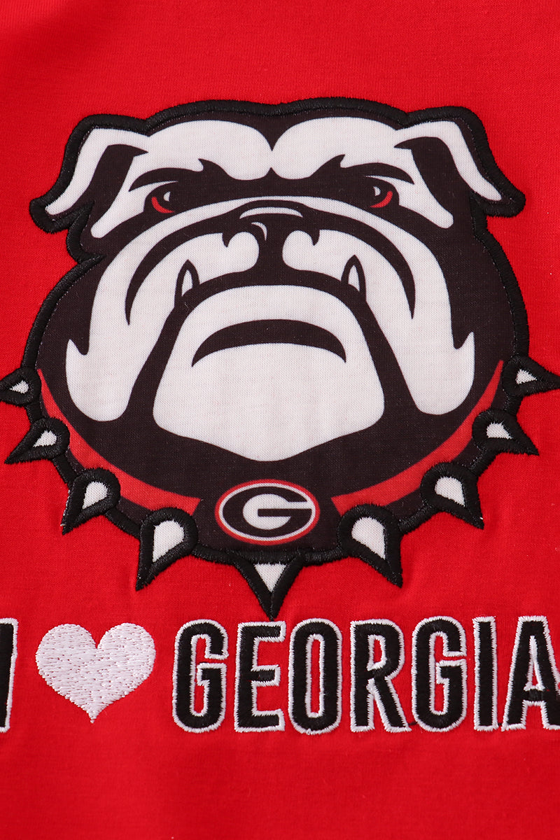 Red I love Georgia applique ruffle bubble