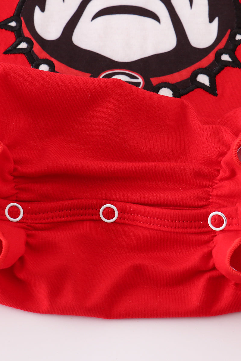 Red I love Georgia applique ruffle bubble