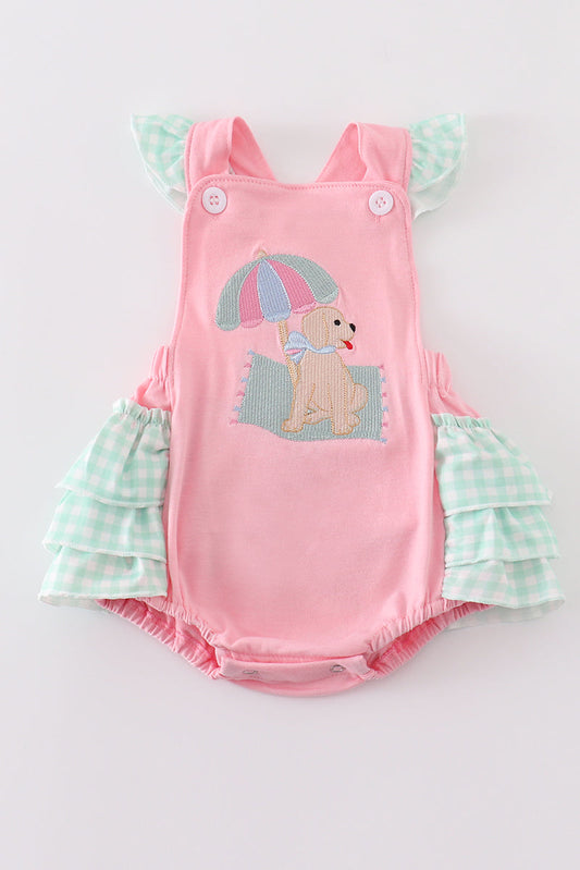 Pink beach puppy embroidery girl bubble