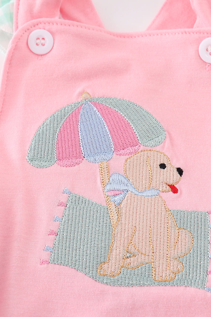 Pink beach puppy embroidery girl bubble