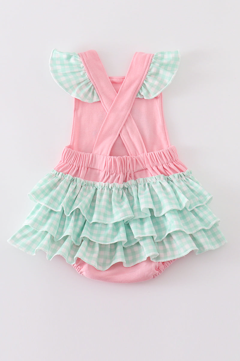 Pink beach puppy embroidery girl bubble