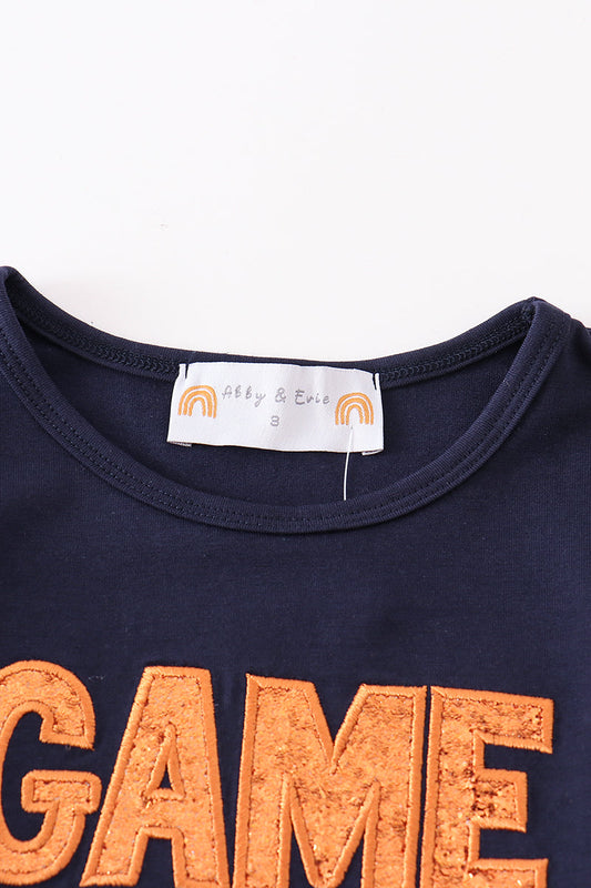 Navy AU glitter applique skort set