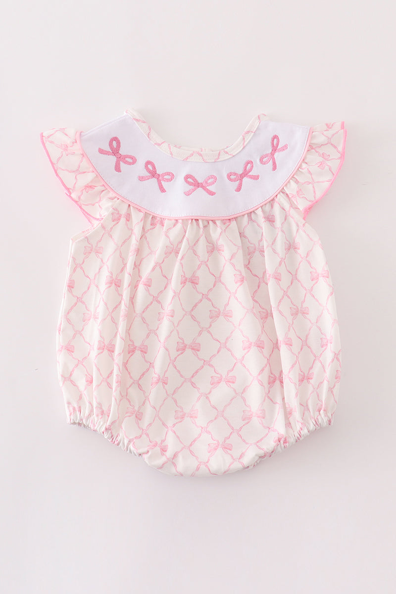Pink bow embroidery girl bubble