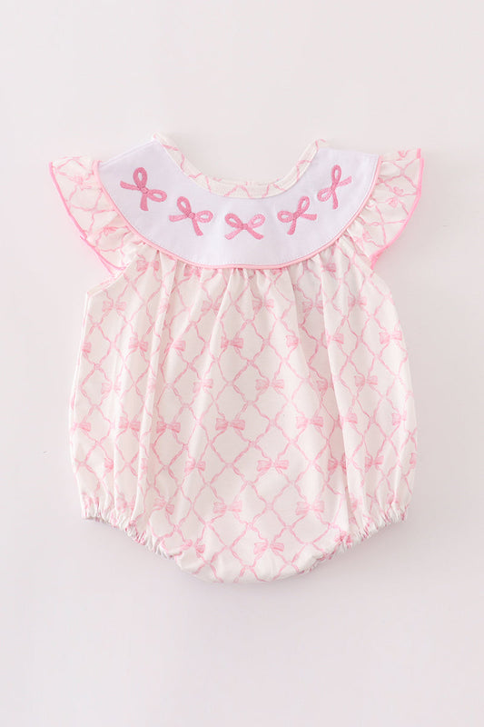 Pink bow embroidery girl bubble