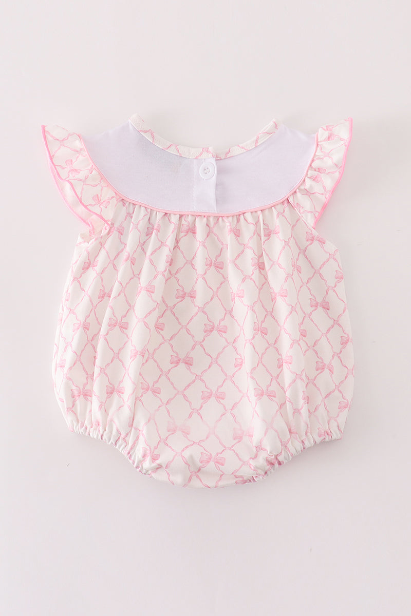 Pink bow embroidery girl bubble