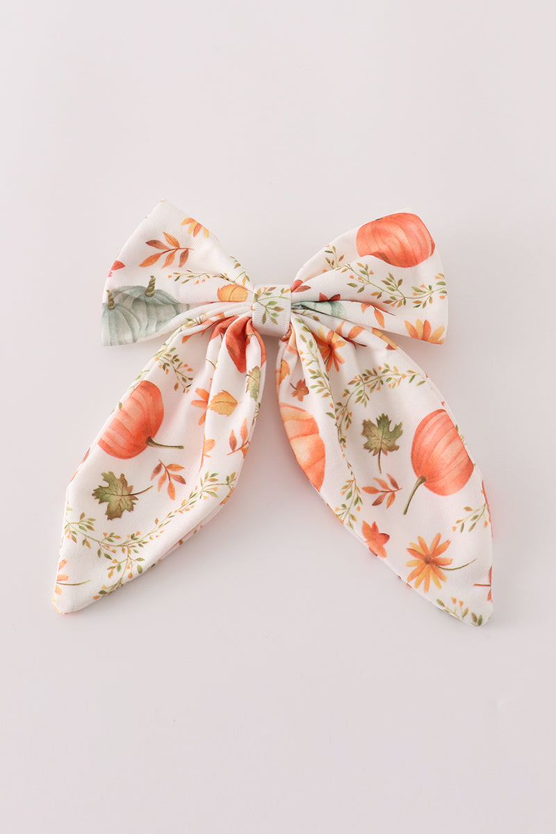 Orange and Green Pumpkin Hair Bow