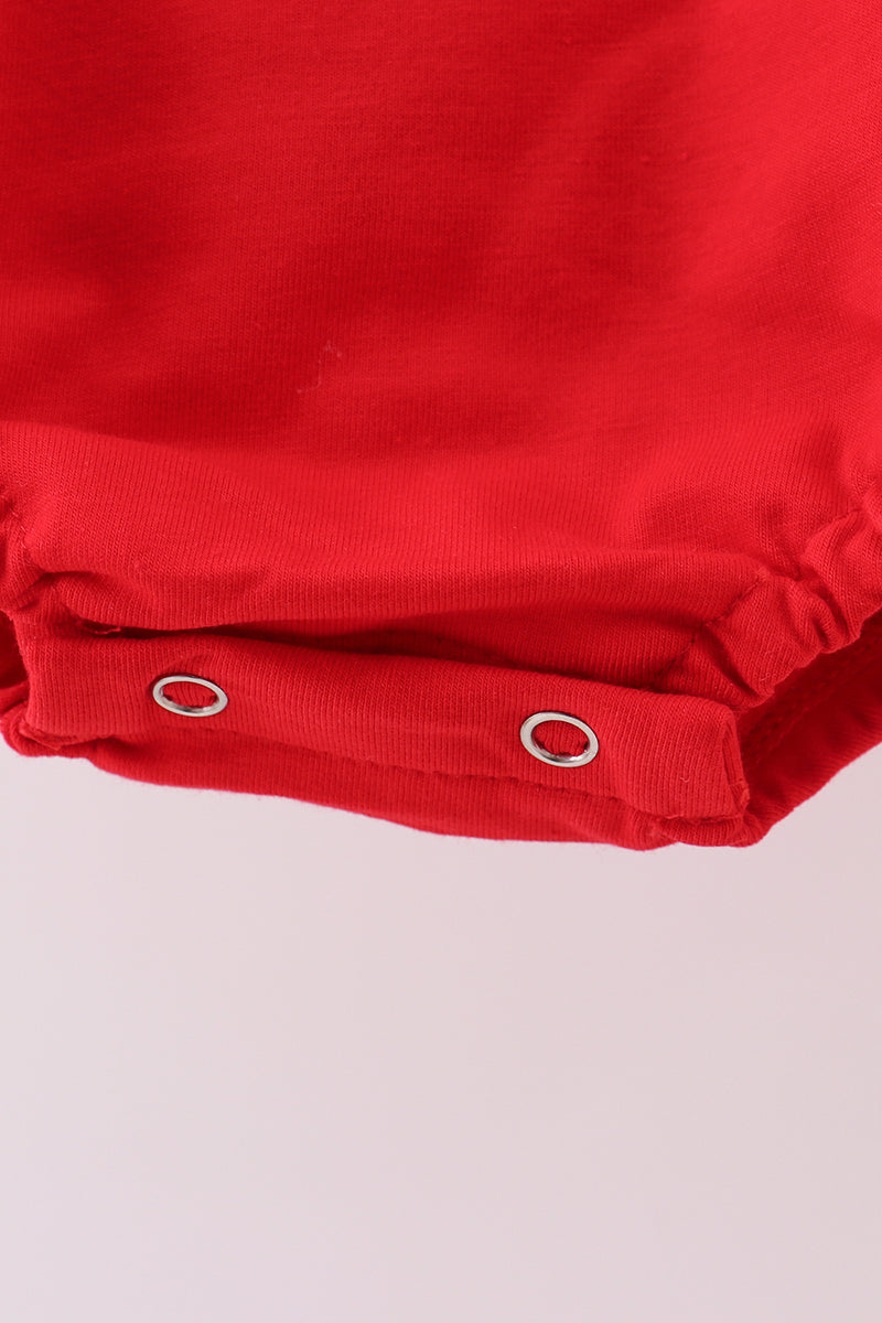 Red tree embroidery plaid bubble set