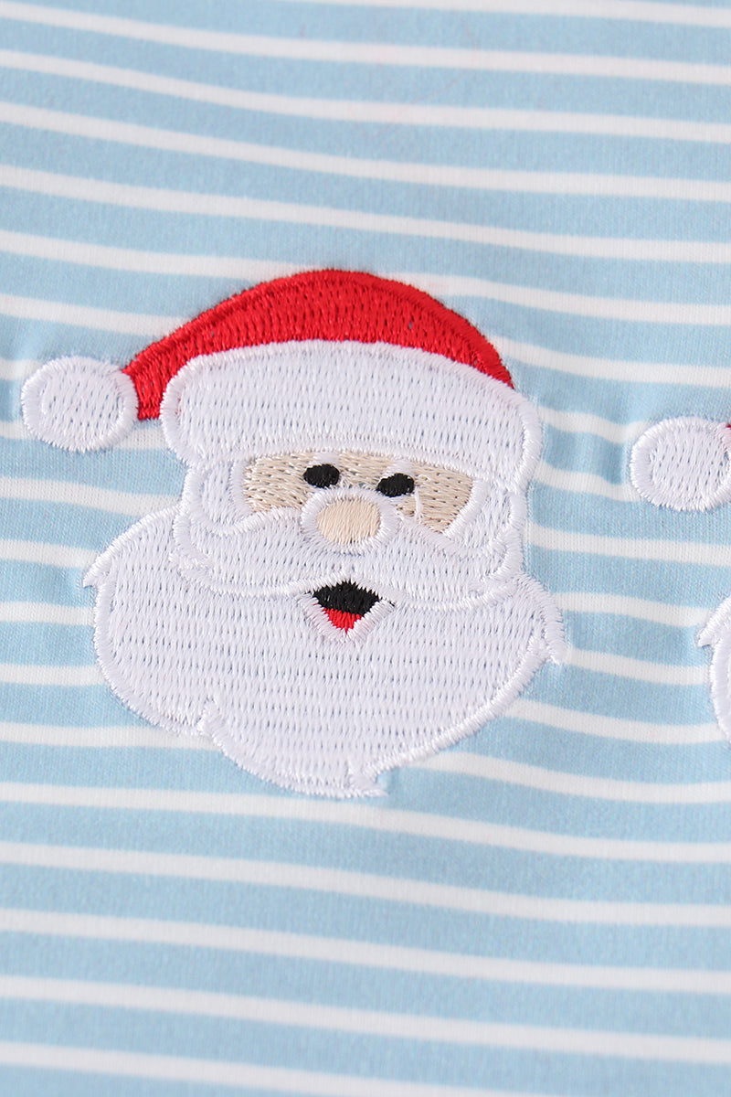 Blue Santa Embroidery Boys Set