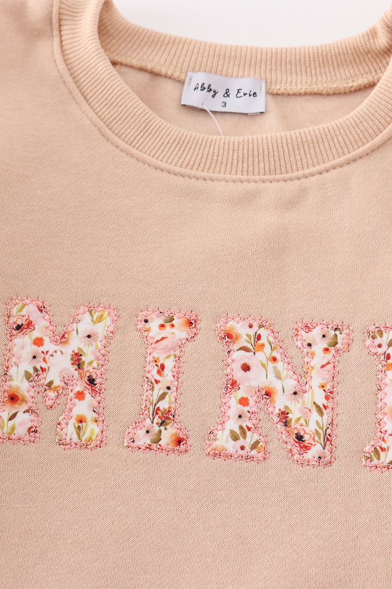 Khaki MAMA&MINI applique fleece mom&me sweatshirt