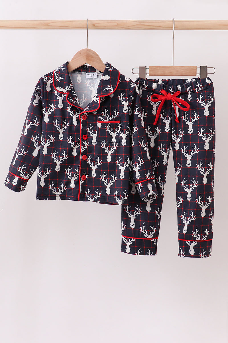 Navy deer print pajamas set