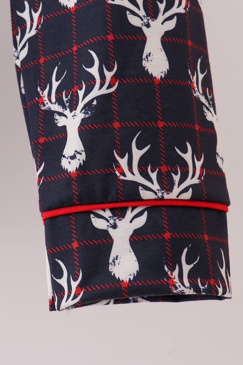 Navy deer print pajamas set