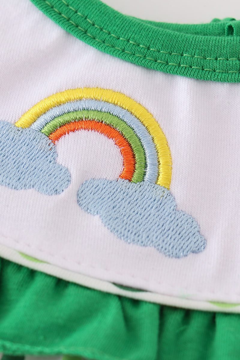 Green clover rainbow embroidery girl bubble