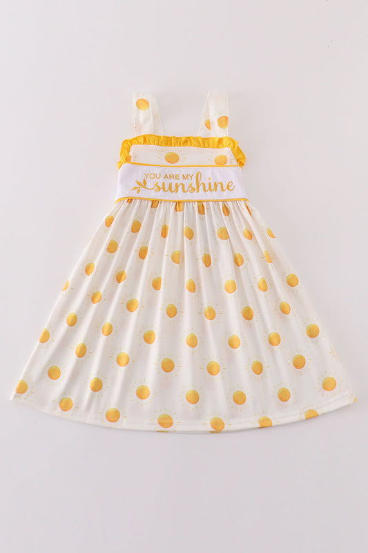 Yellow you are my sunshine embroidery dress