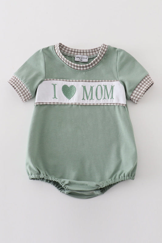 I love mom embroidery boy bubble