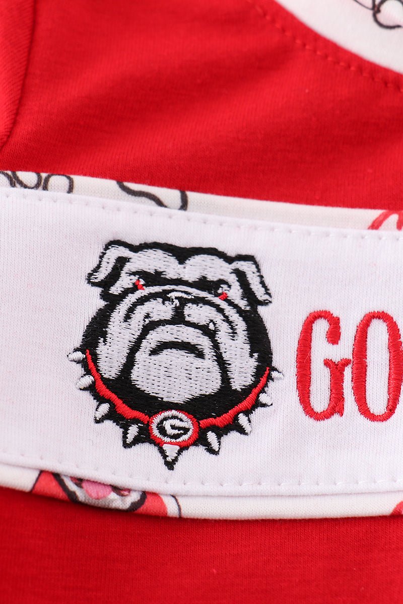 Red go dawgs embroidery boy bubble