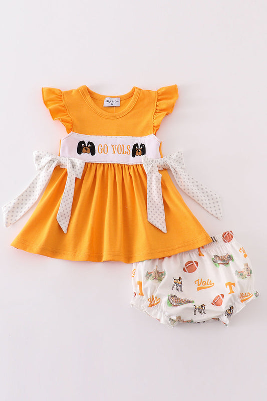 Orange go vols embroidery girl bloomer set