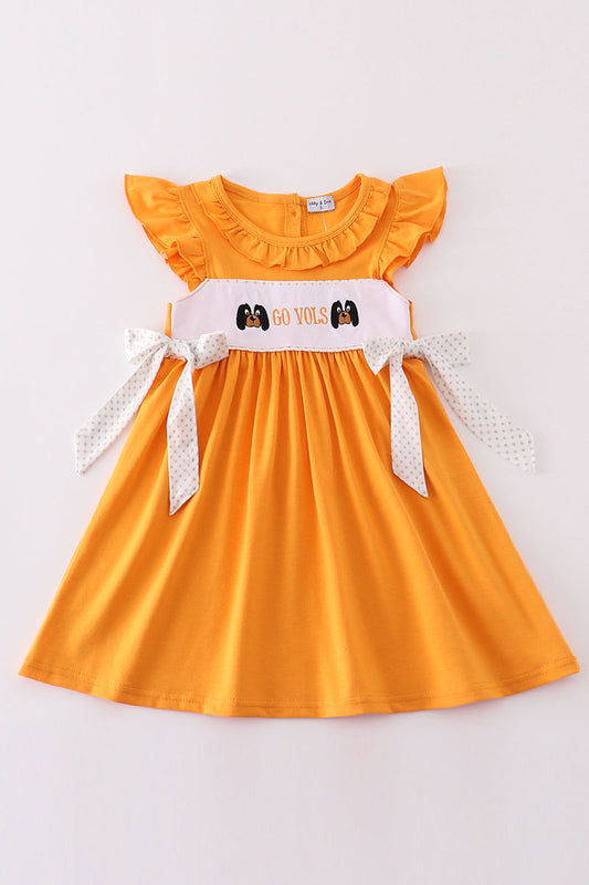 Orange go vols embroidery girl dress