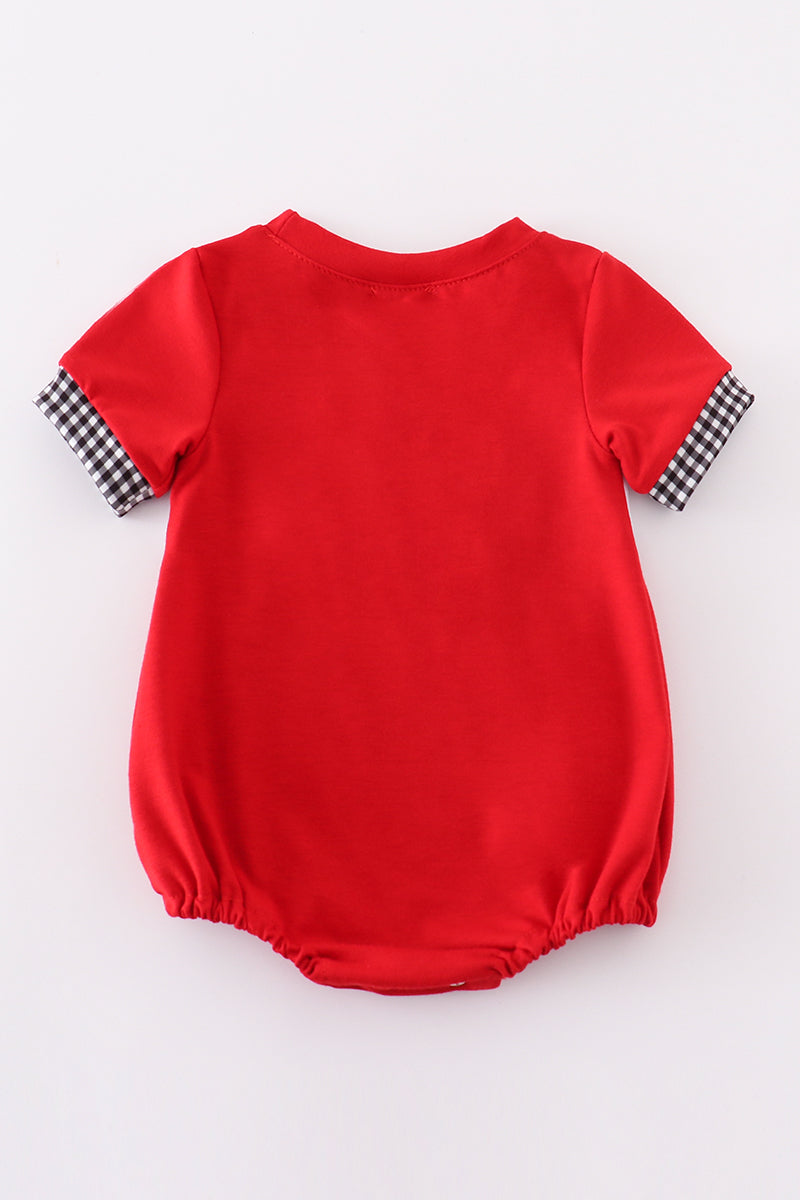 Red razorbacks embroidery boy bubble