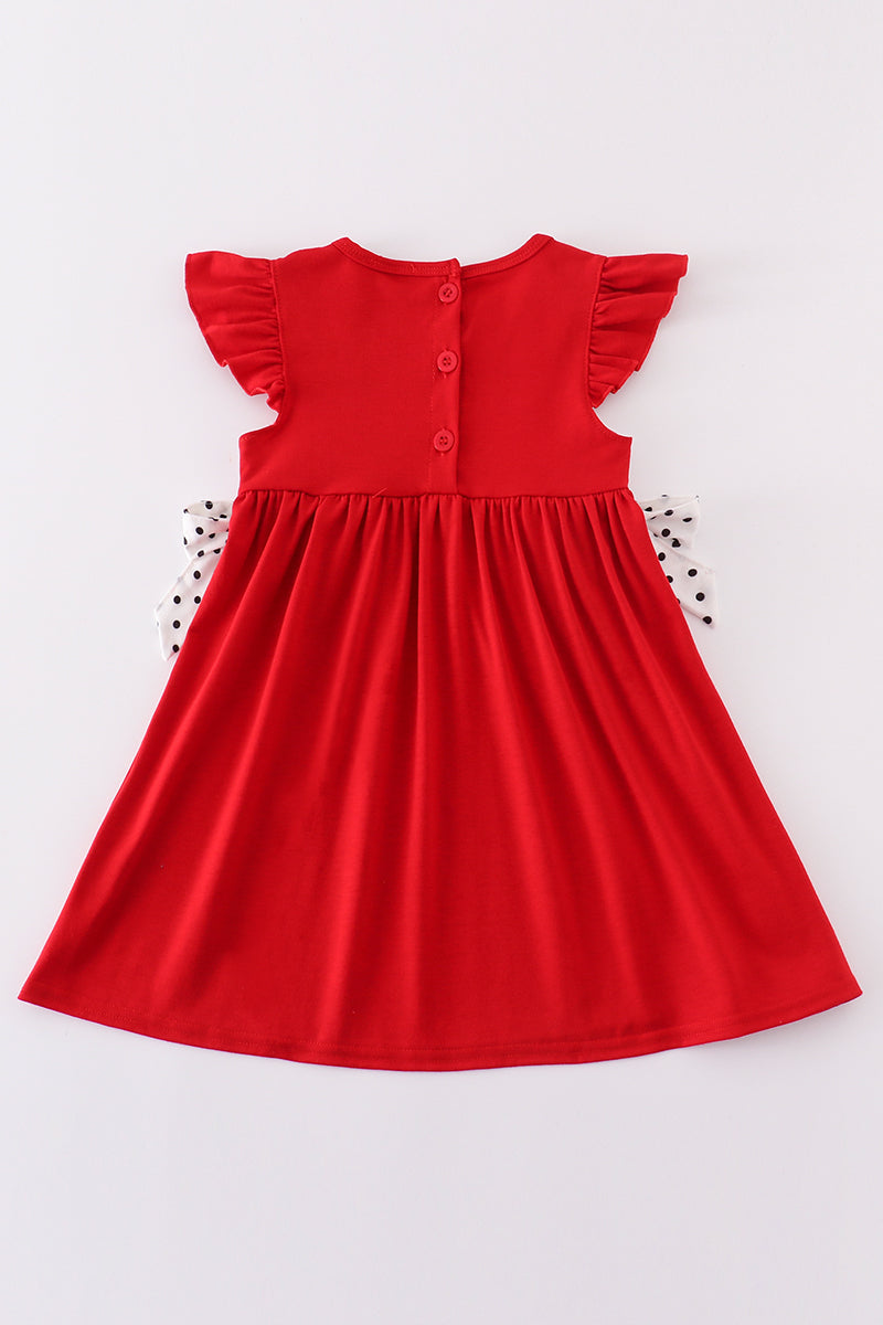 Red razorbacks embroidery girl dress