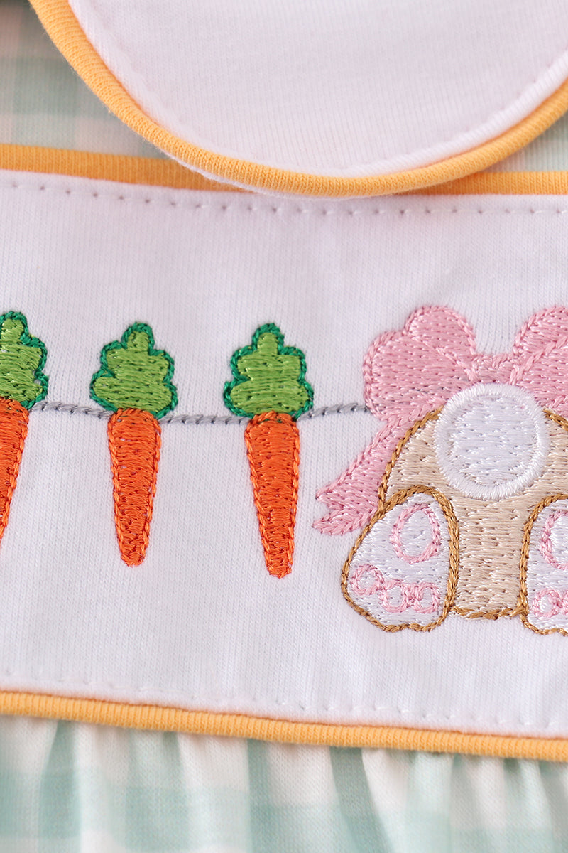 Easter bunny embroidery girl gingham bubble