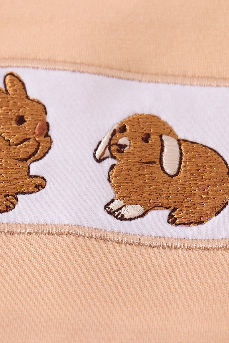 Tan easter bunny embroidery boy set