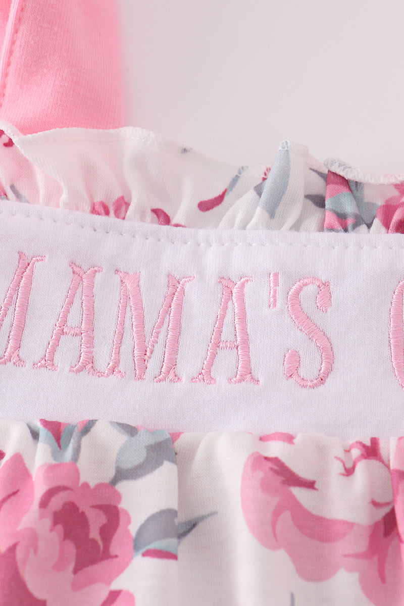 Pink Floral MAMA'S Embroidery Bloomer Set