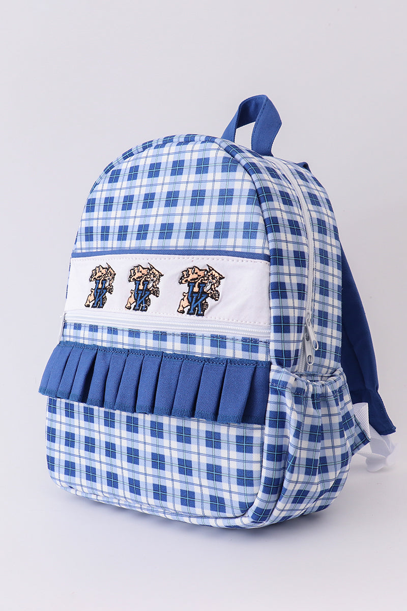Blue kentucky wildcats embroider girl schoolbag