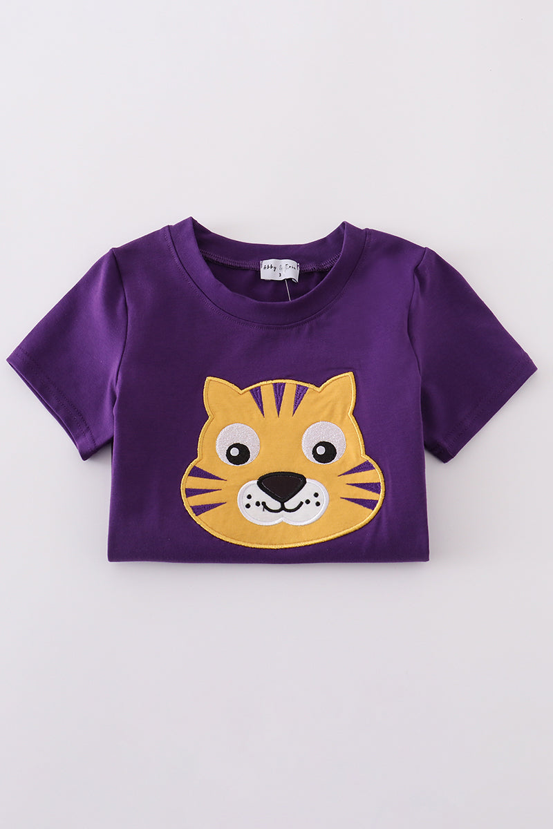 Purple gold LSU applique set