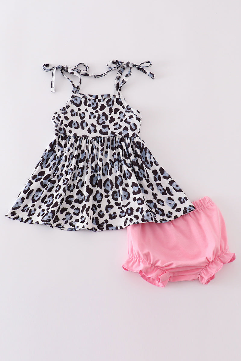 Pink leopard bloomer set