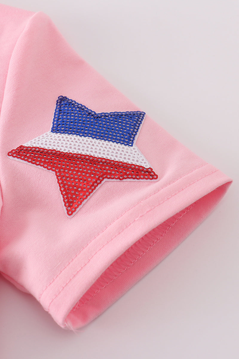 Pink star sequin mom&me top
