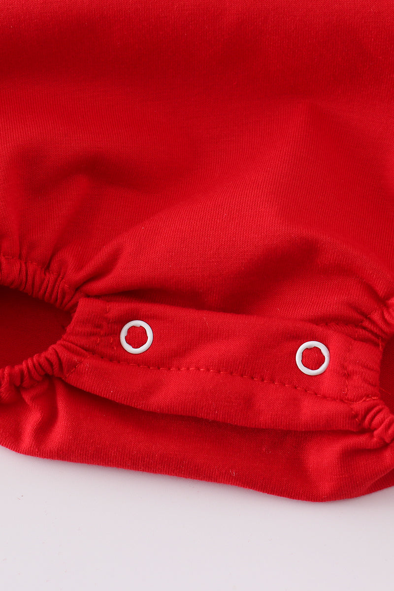 Red floral gingham ruffle bubble