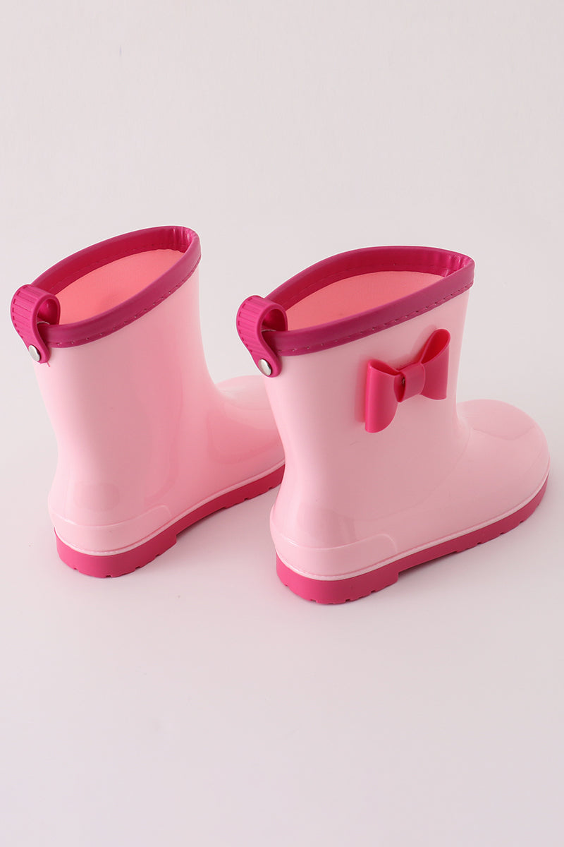 Pink bow rain boots