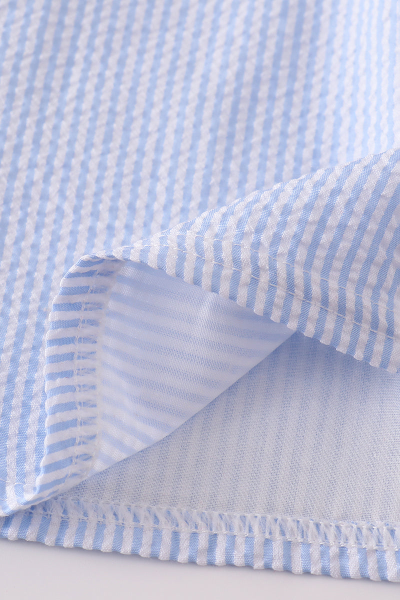 Red ABC apple embroidery smocked shorts set