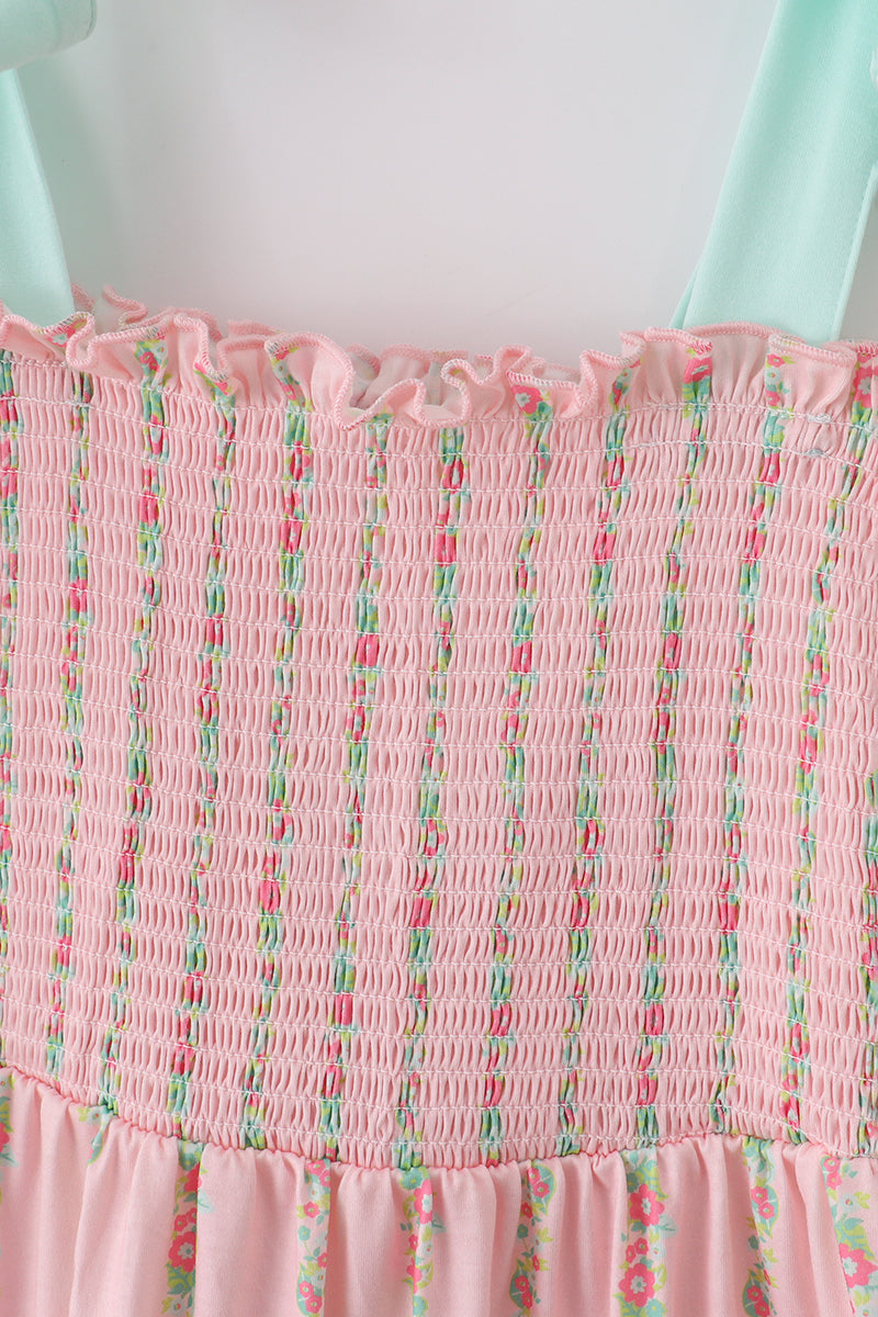 Pink floral smocked mom&me dress