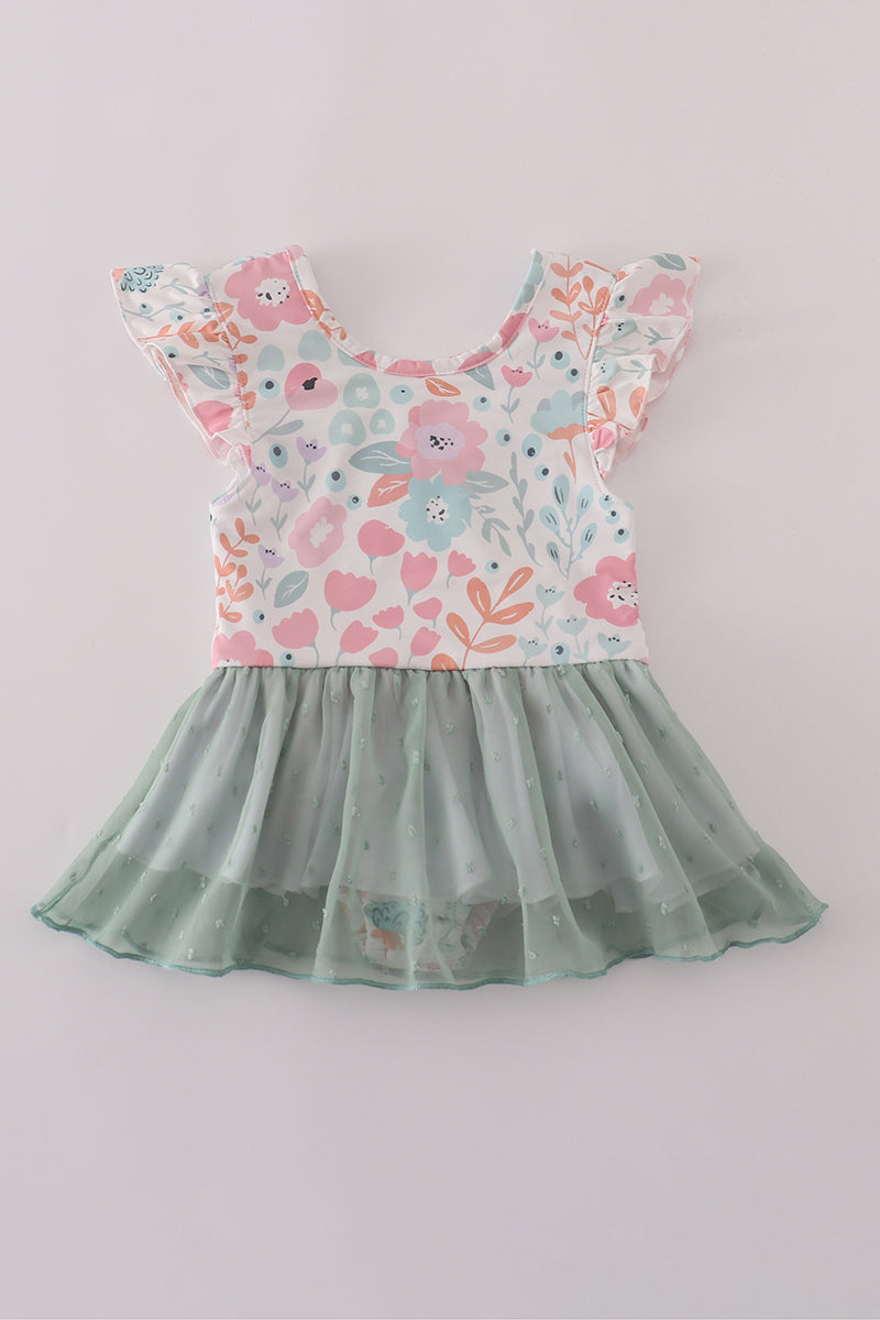 Green swiss dot leotard