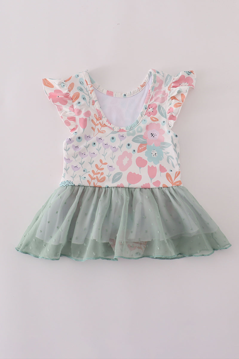 Green swiss dot leotard