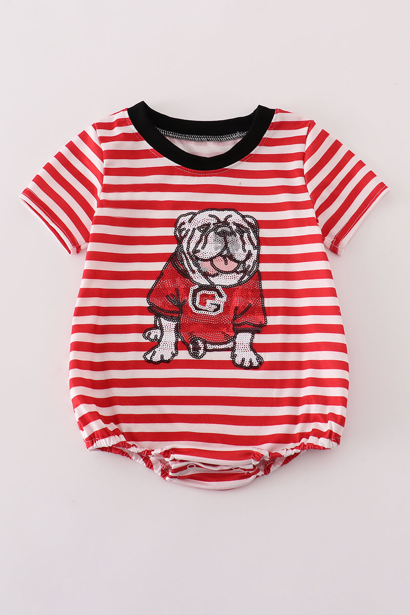 Red Georgia bulldog sequin stripe bubble