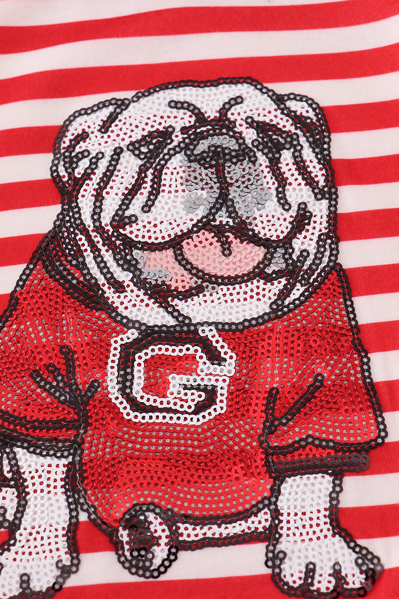 Red Georgia bulldog sequin stripe bubble
