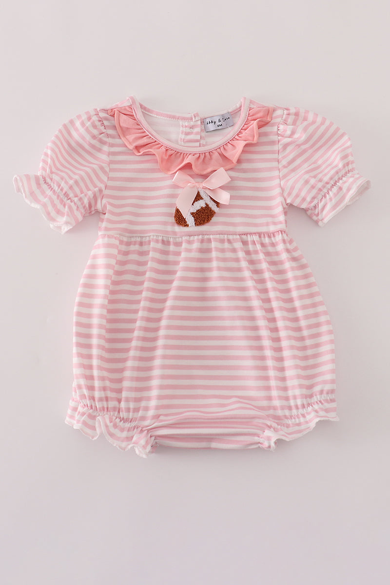 Pink stripe football french knot embroidery bubble