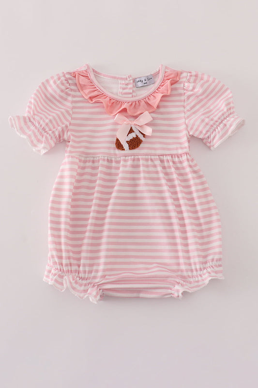 Pink stripe football french knot embroidery bubble
