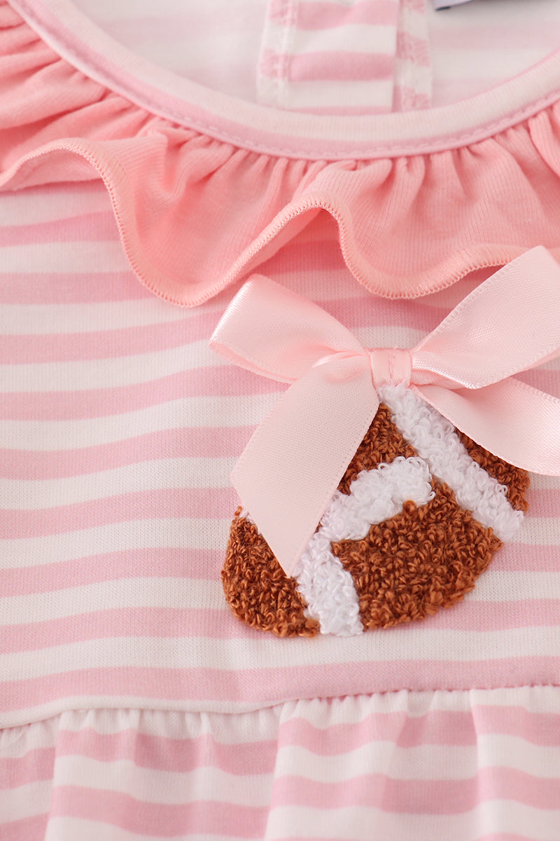 Pink stripe football french knot embroidery bubble