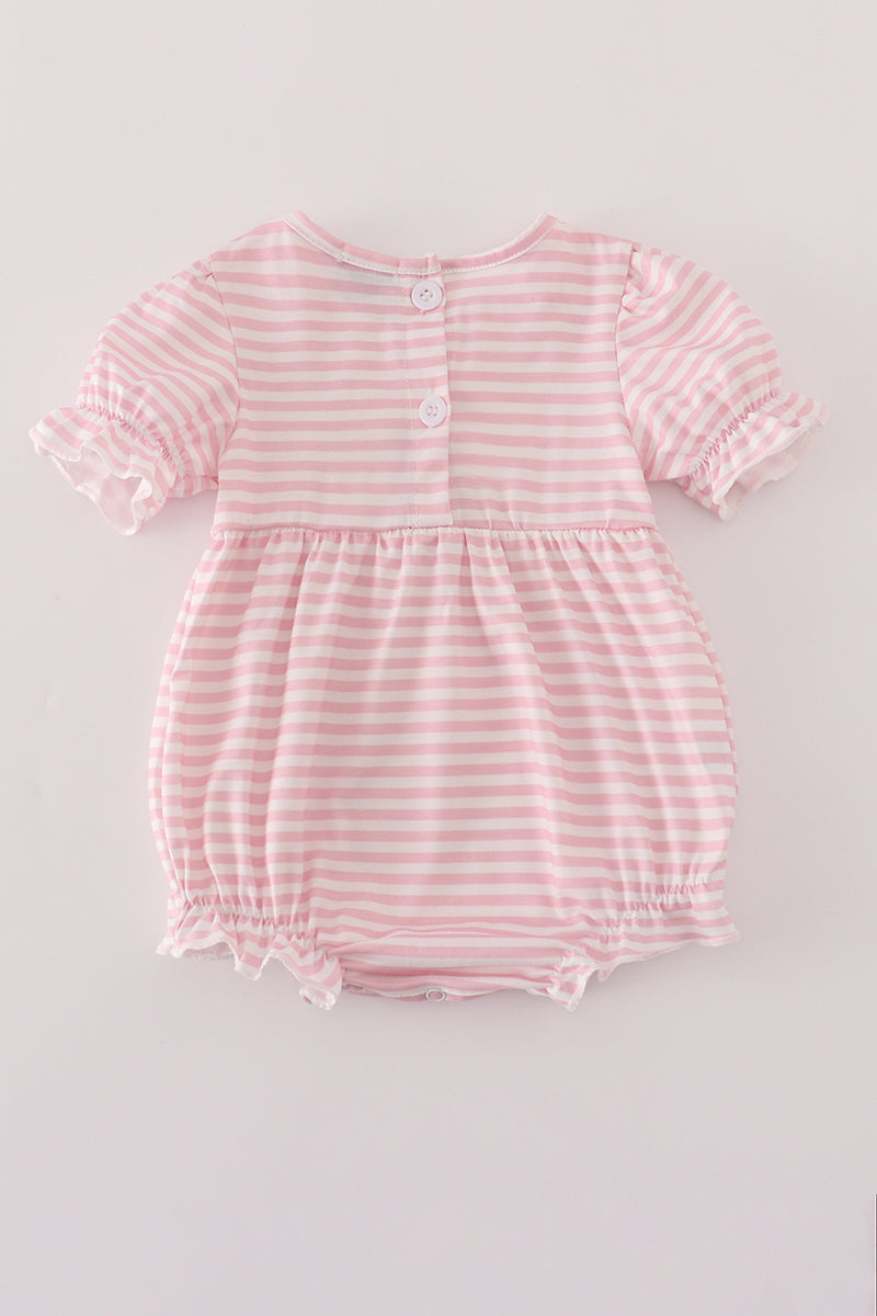 Pink stripe football french knot embroidery bubble