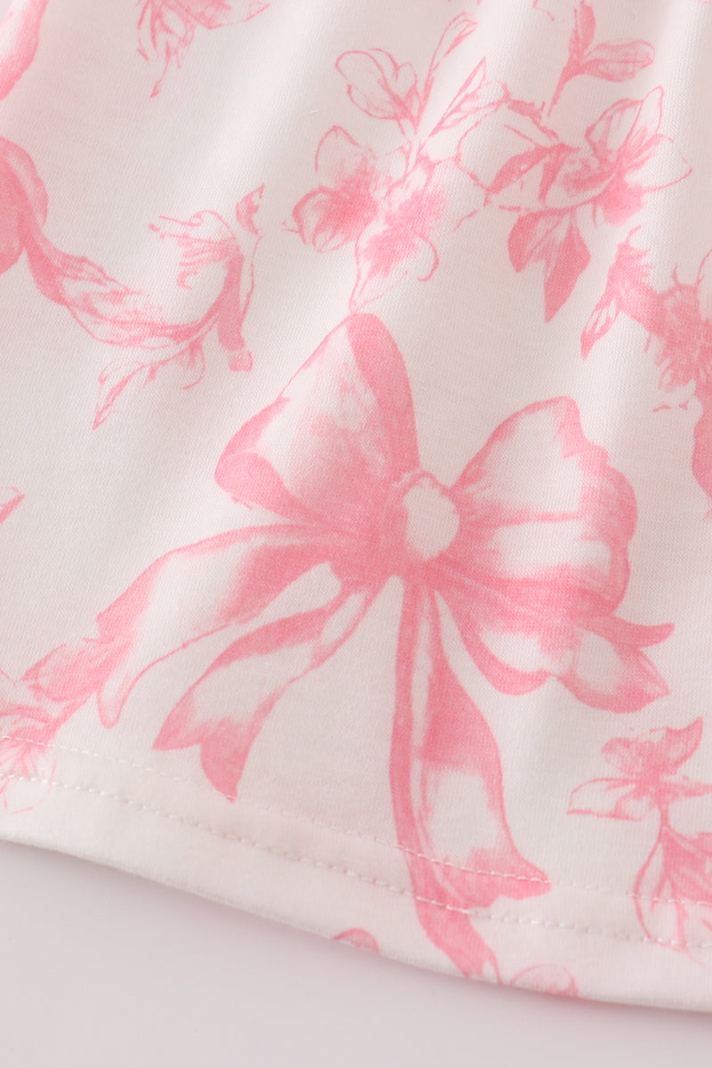 Pink bow print bloomer set