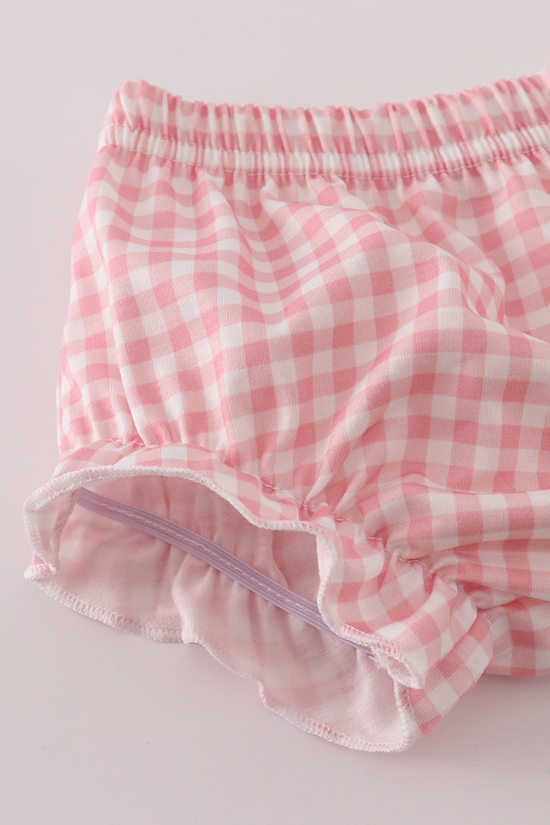 Pink bow print bloomer set