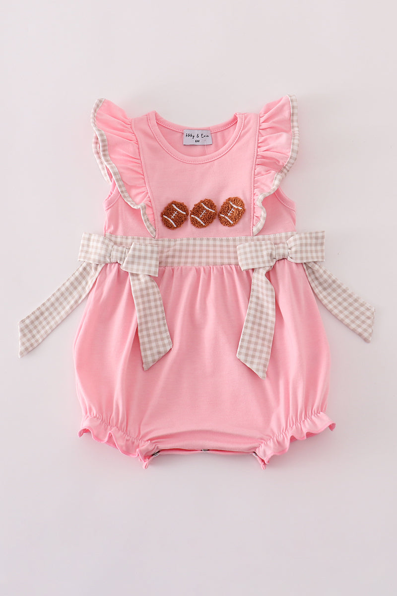 Pink football french knot ruffle bubble