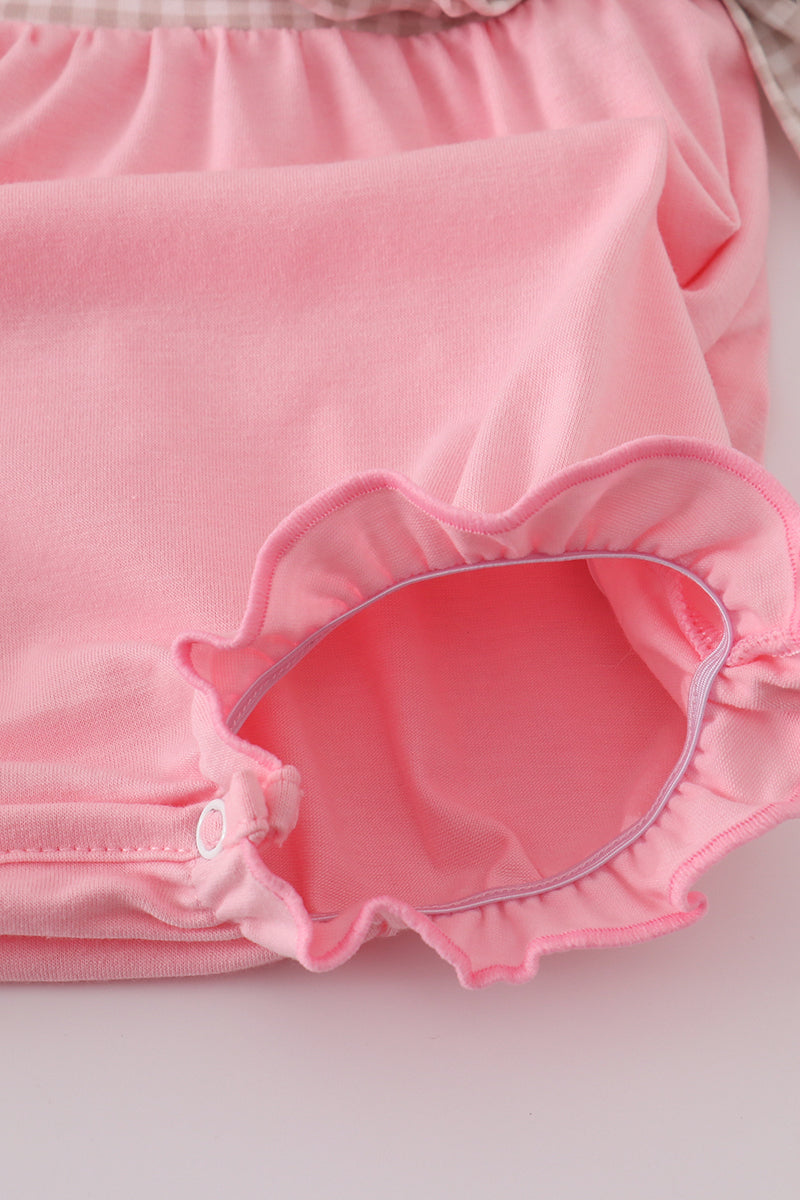 Pink football french knot ruffle bubble